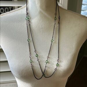 1928 Green and Purple crystals Necklaces. 2 as a set